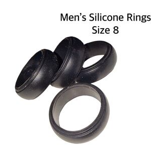 Men’s Black Silicone Rings – Size 8 (4-Pack), NWOT